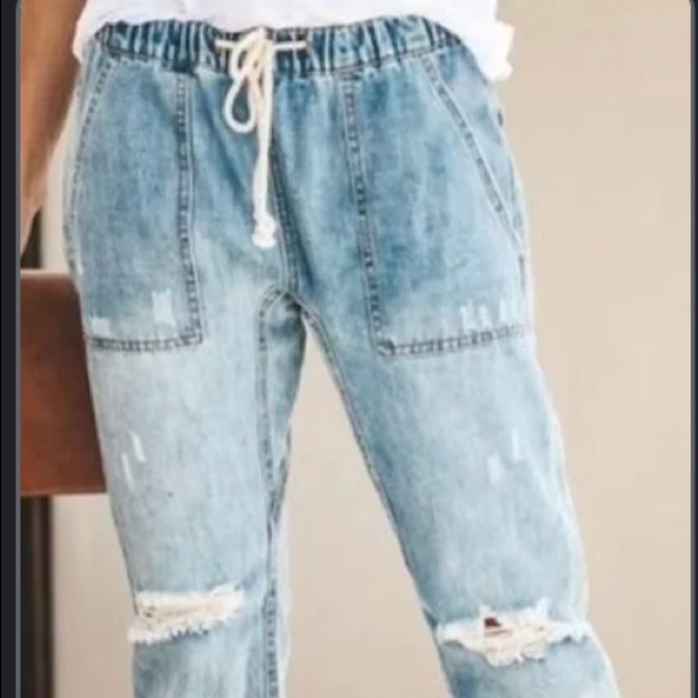 Mustard seed denim joggers size medium